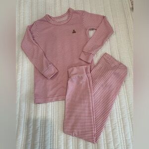 BabyGap Organic Cotton 2pc Pink/White Striped Pajama Set Size 3 yr